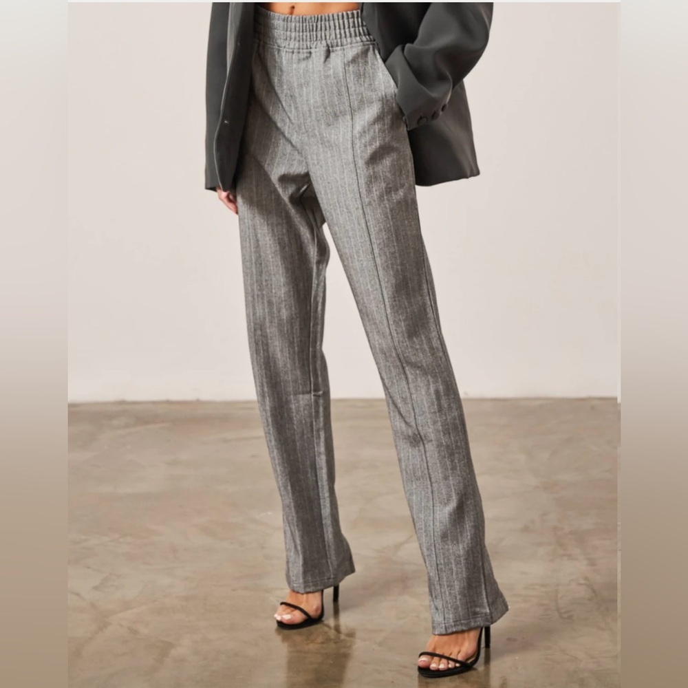 PINSTRIPE SMART ZIP HEM TAILORED TROUSER - The Couture Club